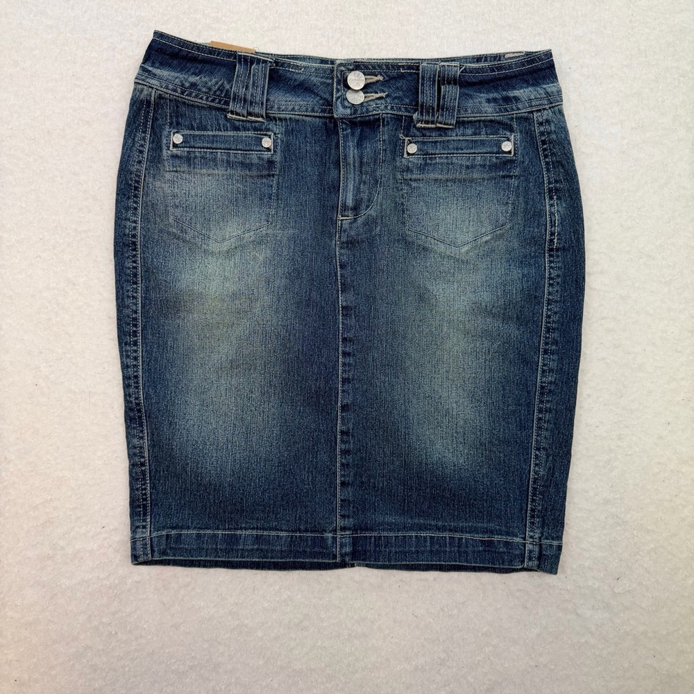 90s Younique Knee Length Low Rise Denim Skirt Size 5